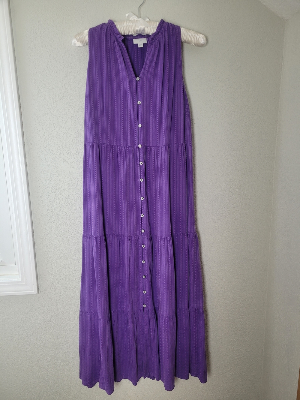 J. Jill Purple Sleeveless Button-Front Tiered Maxi Dress - Picture 2 of 12